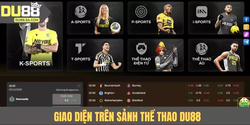 Giao diện trên sảnh thể thao DU88 Giao diện trên sảnh thể thao DU88