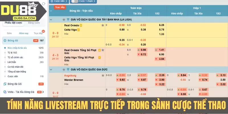 Tính năng livestream trực tiếp trong sảnh cược thể thao Tính năng livestream trực tiếp trong sảnh cược thể thao